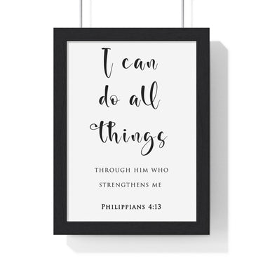 Faith Culture - Christian Home Décor - Strength in Faith - Philippians 4:13 Wall Art 8" x 11" Black