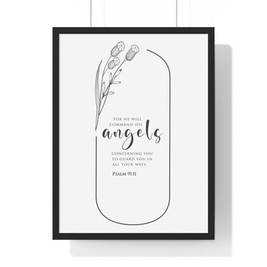 Faith Culture - Christian Home Décor - Virtuous Woman Wings of Protection - Psalm 91:11 Wall Art 18″ x 24″ Black