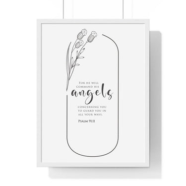 Faith Culture - Christian Home Décor - Virtuous Woman Wings of Protection - Psalm 91:11 Wall Art 18″ x 24″ White