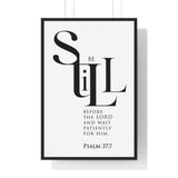 Faith Culture - Christian Home Décor - Wait on the Lord - Psalm 37:7 Wall Art 24″ x 36″ Black