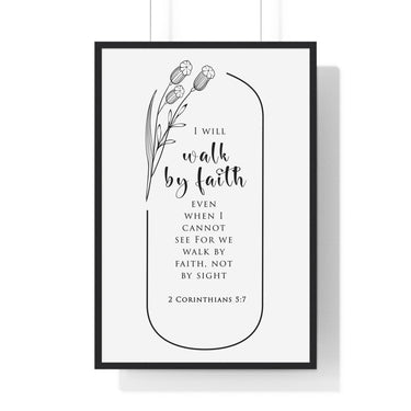 Faith Culture - Christian Home Décor - Walk by Faith - 2 Corinthians 5:7 Wall Art 24″ x 36″ Black