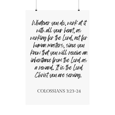 Faith Culture - Colossians 3:23-24 Poster - Christian Wall Art - Work for the Lord Decor 27" x 40" Matte