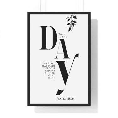 Faith Culture - Day of Rejoicing - Psalm 118:24 - Christian Wall Art 20" x 30" Black