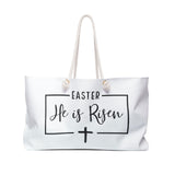 Faith Culture - Easter He is Risen - Christian Weekender Tote Bag 24" × 13"