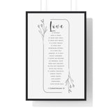 Faith Culture - Enduring Love - 1 Corinthians 13:4-7 - Christian Wall Art 24″ x 36″ Black