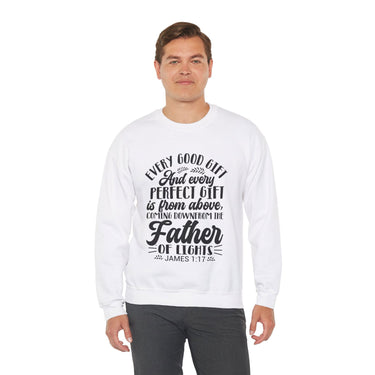 Faith Culture - Father of Lights - Christian Unisex Heavy Blendâ„¢ Crewneck Sweatshirt White