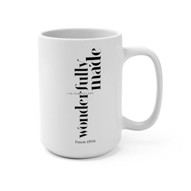Faith Culture - Fearfully Wonderfully Made Ceramic Coffee Mug - Christian Scripture Gift, 15oz 15oz