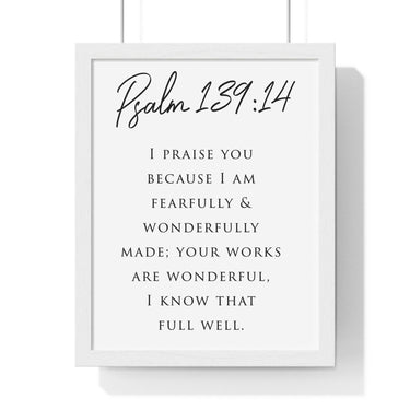 Faith Culture - Fearfully and Wonderfully Made - Psalm 139:14 - Christian Wall Art 11″ x 14″ White
