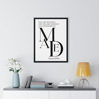Faith Culture - "Fearfully and Wonderfully Made" - Psalm 139:14 Christian Vertical Framed Wall Art 18″ x 24″ Black