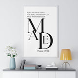Faith Culture - "Fearfully and Wonderfully Made" - Psalm 139:14 Christian Vertical Framed Wall Art 24″ x 36″ White