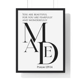 Faith Culture - "Fearfully and Wonderfully Made" - Psalm 139:14 Christian Vertical Framed Wall Art