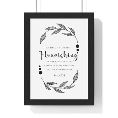 Faith Culture - Flourishing - Psalm 52:8 - Christian Wall Art 8" x 11" Black