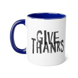 Faith Culture - Give Thanks - Christian Thanksgiving Accent Mug, 11oz Blue 11oz