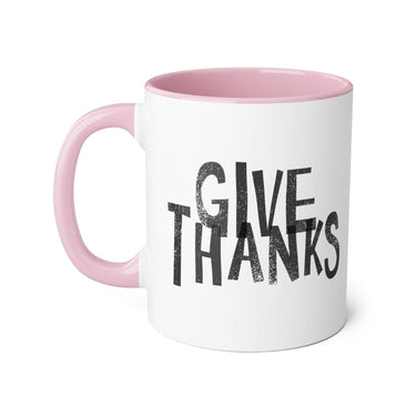 Faith Culture - Give Thanks - Christian Thanksgiving Accent Mug, 11oz Pink 11oz