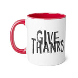 Faith Culture - Give Thanks - Christian Thanksgiving Accent Mug, 11oz Red 11oz