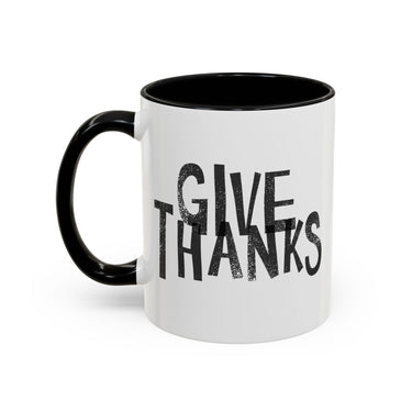 Faith Culture - Give Thanks Christian Thanksgiving Accent Coffee Mug, 11oz and 15oz