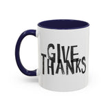 Faith Culture - Give Thanks Christian Thanksgiving Accent Coffee Mug, 11oz and 15oz