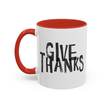 Faith Culture - Give Thanks Christian Thanksgiving Accent Coffee Mug, 11oz and 15oz