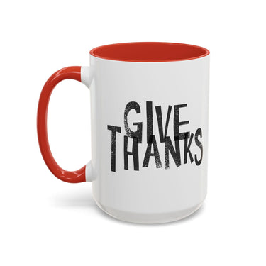 Faith Culture - Give Thanks Christian Thanksgiving Accent Coffee Mug, 11oz and 15oz
