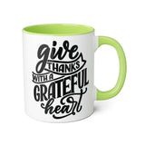 Faith Culture - Give Thanks with a Grateful Heart - Christian Thanksgiving Accent Mug, 11oz