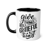 Faith Culture - Give Thanks with a Grateful Heart - Christian Thanksgiving Accent Mug, 11oz Black 11oz