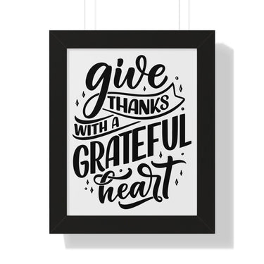 Faith Culture - Give Thanks with a Grateful Heart - Christian Thanksgiving Wall Art 11" x 14" Black