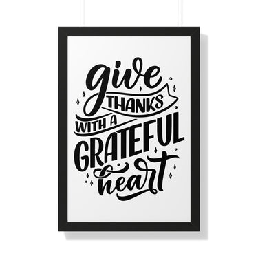 Faith Culture - Give Thanks with a Grateful Heart - Christian Thanksgiving Wall Art 20" x 30" Black