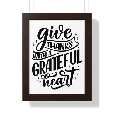Faith Culture - Give Thanks with a Grateful Heart - Christian Thanksgiving Wall Art 12″ x 16″ Walnut