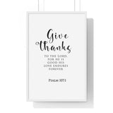 Faith Culture - Grateful Hearts - Psalm 107:1 - Christian Wall Art 20" x 30" White