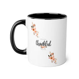 Faith Culture - Grateful, Thankful, Blessed Floral - Christian Thanksgiving Accent Mug, 11oz Black 11oz