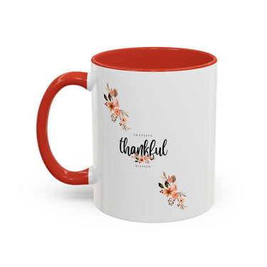 Faith Culture - Grateful, Thankful, Blessed Floral Christian Accent Coffee Mug, 11oz and 15oz