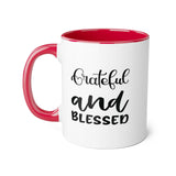 Faith Culture - Grateful and Blessed - Christian Thanksgiving Mug, 11oz Red 11oz