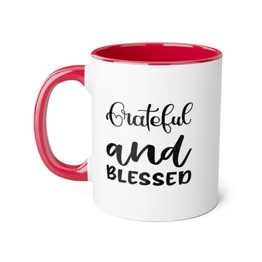 Faith Culture - Grateful and Blessed - Christian Thanksgiving Mug, 11oz Red 11oz