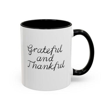 Faith Culture - Grateful and Thankful - Christian Thanksgiving Accent Coffee Mug, 11oz and 15oz 11oz Black