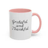 Faith Culture - Grateful and Thankful - Christian Thanksgiving Accent Coffee Mug, 11oz and 15oz 11oz Pink