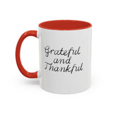 Faith Culture - Grateful and Thankful - Christian Thanksgiving Accent Coffee Mug, 11oz and 15oz