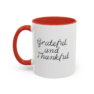 Faith Culture - Grateful and Thankful - Christian Thanksgiving Accent Coffee Mug, 11oz and 15oz