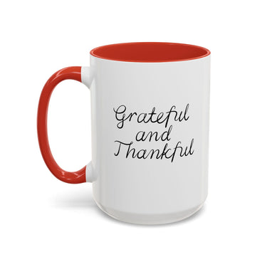 Faith Culture - Grateful and Thankful - Christian Thanksgiving Accent Coffee Mug, 11oz and 15oz