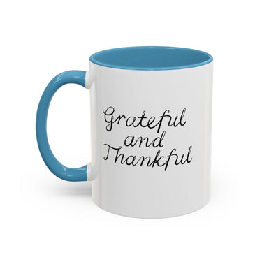 Faith Culture - Grateful and Thankful - Christian Thanksgiving Accent Coffee Mug, 11oz and 15oz