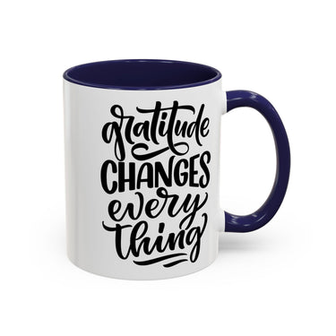 Faith Culture - Gratitude Changes Everything - Christian Thanksgiving Accent Coffee Mug, 11oz and 15oz 11oz Navy