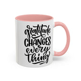 Faith Culture - Gratitude Changes Everything - Christian Thanksgiving Accent Coffee Mug, 11oz and 15oz 11oz Pink