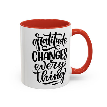 Faith Culture - Gratitude Changes Everything - Christian Thanksgiving Accent Coffee Mug, 11oz and 15oz 11oz Red