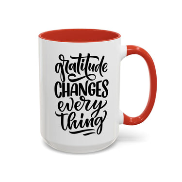 Faith Culture - Gratitude Changes Everything - Christian Thanksgiving Accent Coffee Mug, 11oz and 15oz 15oz Red