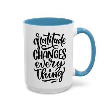 Faith Culture - Gratitude Changes Everything - Christian Thanksgiving Accent Coffee Mug, 11oz and 15oz 15oz Light Blue