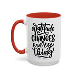 Faith Culture - Gratitude Changes Everything - Christian Thanksgiving Accent Coffee Mug, 11oz and 15oz