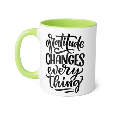 Faith Culture - Gratitude Changes Everything - Christian Thanksgiving Accent Mug, 11oz Light Green 11oz