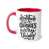Faith Culture - Gratitude Changes Everything - Christian Thanksgiving Accent Mug, 11oz Red 11oz