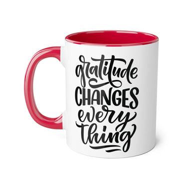 Faith Culture - Gratitude Changes Everything - Christian Thanksgiving Accent Mug, 11oz Red 11oz