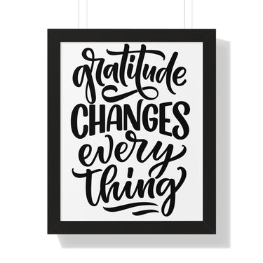 Faith Culture - Gratitude Changes Everything - Christian Thanksgiving Wall Art 16″ x 20″ Black