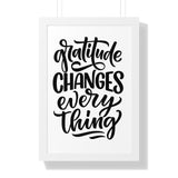 Faith Culture - Gratitude Changes Everything - Christian Thanksgiving Wall Art 16″ x 24″ White